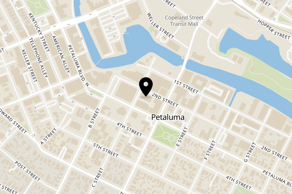 Map showing the location of Levant on 140 2nd St in Petaluma